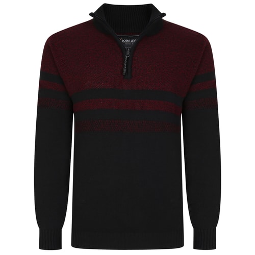 KAM melierter Pullover mit 1/4-Reißverschluss in Schwarz